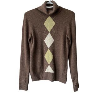 KENAR | Cashmere Turtleneck Sweater with Argyle Print